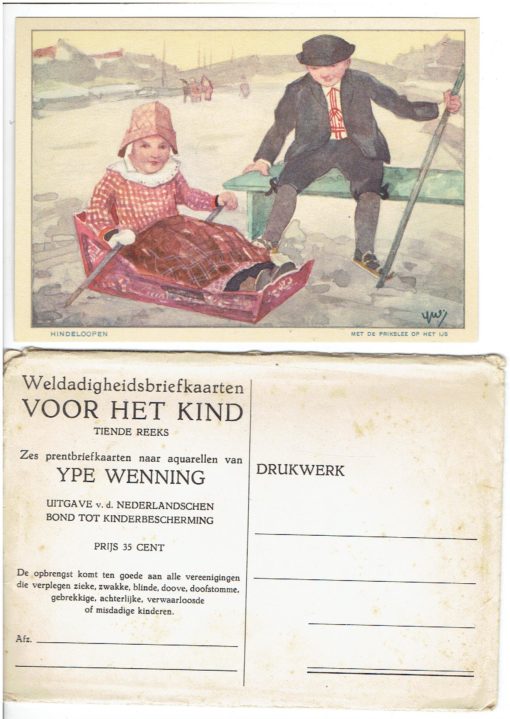 Weldadigheidsbriefkaarten voor het Kind - Tiende Reeks - Zes prentbriefkaarten naar aquarellen van Ype Wenning. WENNING, Ype