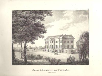 Château de Broeckhuysen près d'Ameronghen -  à Mr. de Nellesteyn. Originele litho. LEERSUM - BROEKHUIZEN