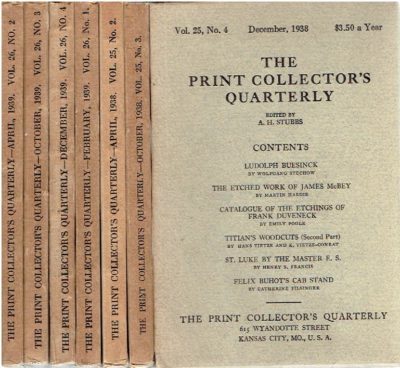 the print collector's quarterly - Vol. 25, No. 2 + 3 + 4 - Vol. 26, No. 1 + 2 + 3 + 4 [together 7 volumes]. STUBBS, A.H. [Ed.]