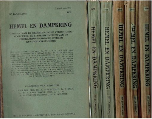 Hemel en Dampkring - Orgaan van de Nederlandsche Vereeniging voor Weer- en Sterrekunde en van de Nederlandsch-Indische Sterrenkundige Vereeniging. - 29e Jaargang 1931 - 34e Jaargang 1936 [6 Jaargangen: 1931, 1932, 1933, 1934, 1935 & 1936]. BORGESIUS, A.H., J. KNOL, A.C. de KOCK, M. PINKHOF, C. SCHOUTE e.a.