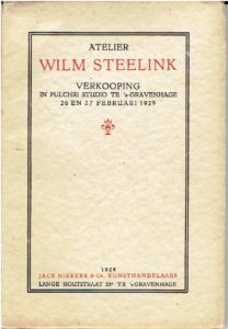 Atelier Wilm Steelink - Schilderijen, studies - Aquarellen, krijtteekeningen - Een schilderij van Th. de Bock - Meubelen, schildersbenoodigdheden en eenige prenten, tijdschriften - Boekwerken, enz. - alles nagelaten door Wilm Steelink. Verkooping in Pulchri Studio, Lange Voorhout 15 te 's-Gravenhage [...] Februari 1929 [...] onder directie van J. Nierkerk en J. Tersteeg. STEELINK