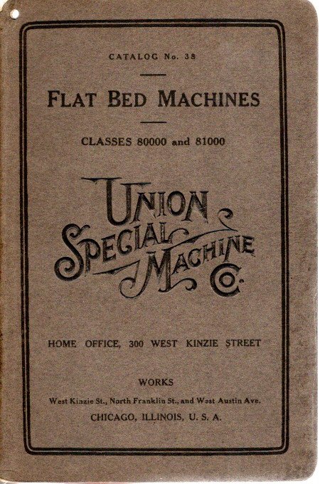 Instructions for Flat Bed Machines - Classes 80000 and 81000 with Illustrations and Price List of Parts for Repair Only - Catalog No. 38. UNION SPECIAL MACHINE COMPANY